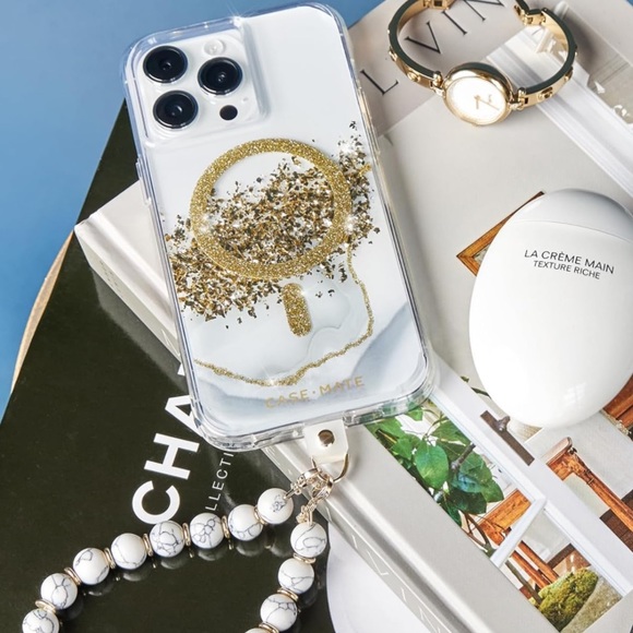 CASE-MATE Karat Gold Glitter Grey Marble Granite MagSafe iPhone 15 PRO MAX Case - Picture 10 of 16